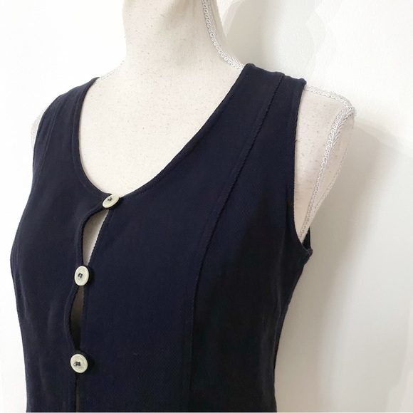 Patrick GERARD WOOL BLEND NAVY BUTTON FRONT SLEEVELESS CROPPED TANK TOP - 42 - Picture 4 of 9